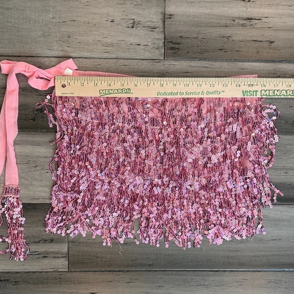 NWOT Pink Sequin Fringe Skirt